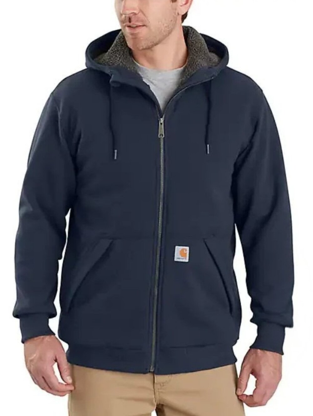 Carhartt Rain Defender Rockland Sherpa-Lined Hoodie Navy Mens 3XL TALL - Picture 1 of 7
